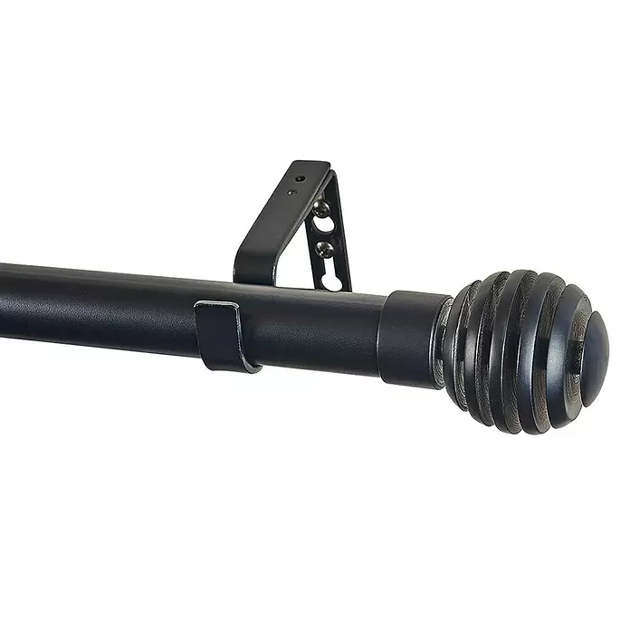 Barra para cortinas kit aros Metal - Negro, Largo: 300 cm, Diámetro: 28 mm - Primer plano