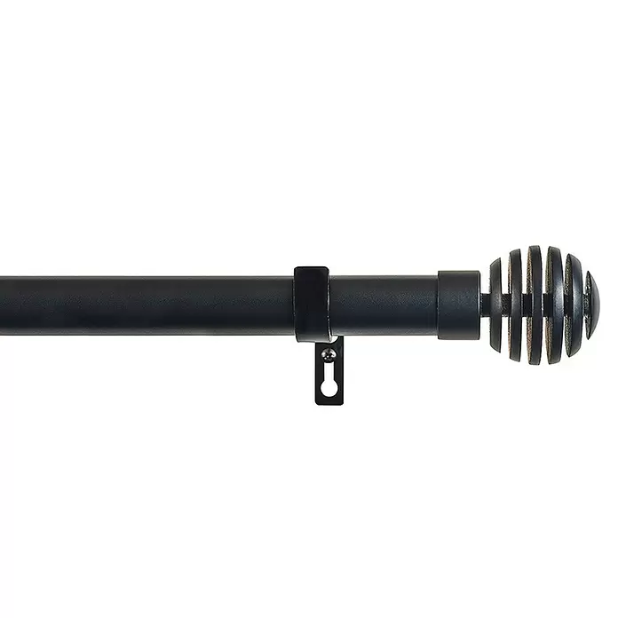 Barra para cortinas kit aros Metal - Negro, Largo: 300 cm, Diámetro: 28 mm - Primer plano