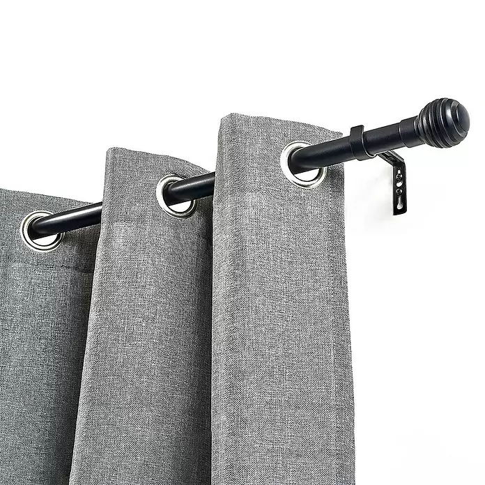 Barra para cortinas kit aros Metal - Negro, Largo: 300 cm, Diámetro: 28 mm - Primer plano