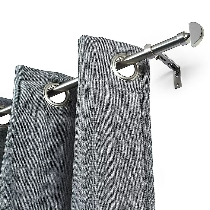 Barra para cortinas kit semicircular Metal - Plateado, Largo: 300 cm, Diámetro: 19 mm - Primer plano