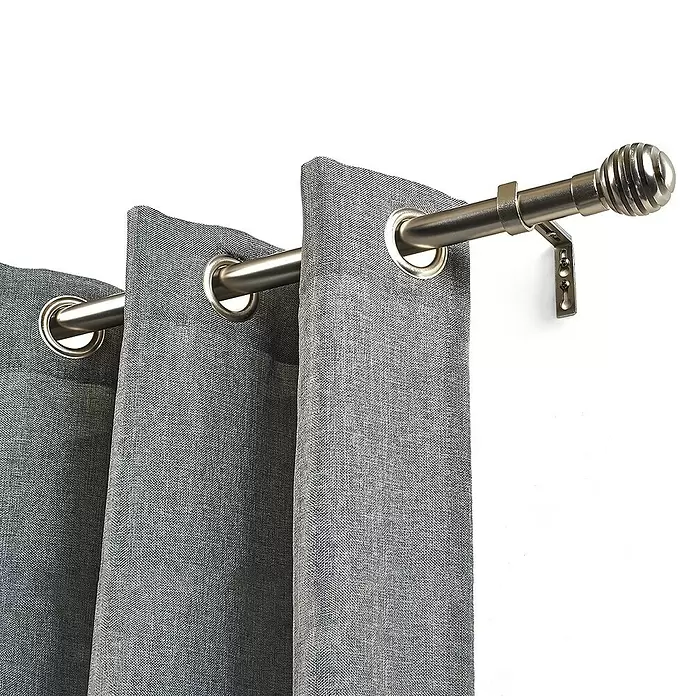 Barra para cortinas kit aros Metal - Plateado, Largo: 300 cm, Diámetro: 28 mm - Primer plano