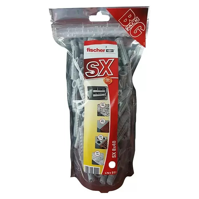 Fischer Spreizdübel SX 8 Big Pack - Ø x L: 8 x 40 mm, Nylon, 120 Stk. - Vorderansicht