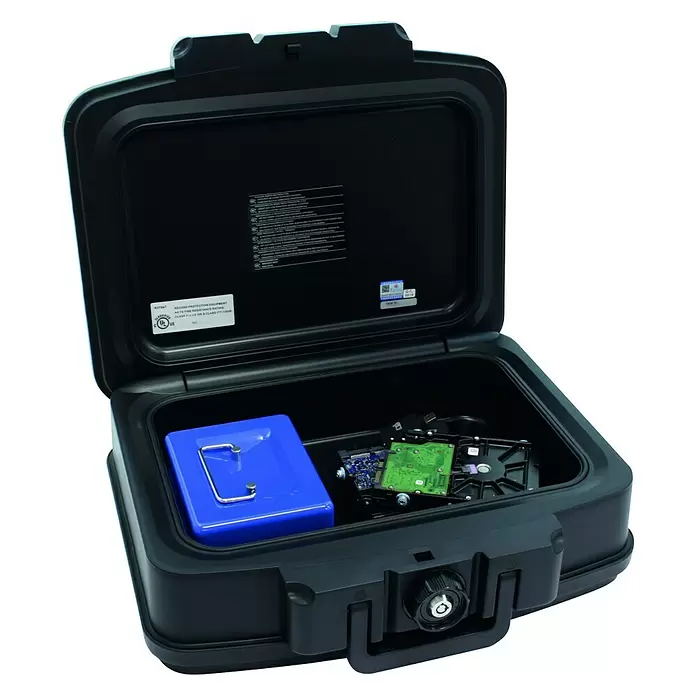Rottner Dokumentenkassette Firedatabox 2 - L x B x H: 348 x 226 x 94 mm, Brandbeständig, Schwarz - Ansicht von oben