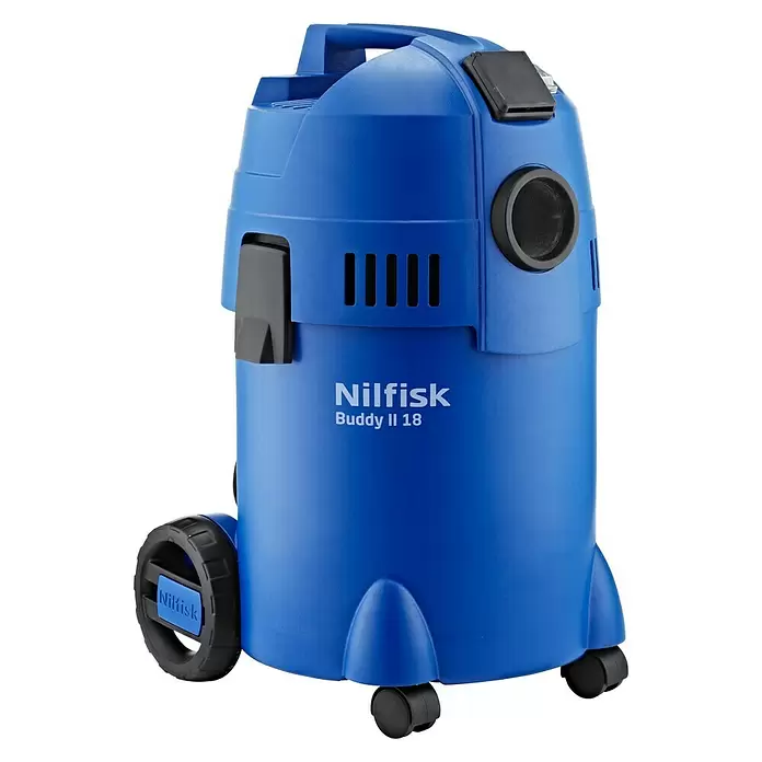 Nilfisk Nass-Trockensauger Buddy II 18 T - 1.200 W, Behältervolumen: 18 l, Luftmenge: 3.600 l/min - Diagonale Ansicht