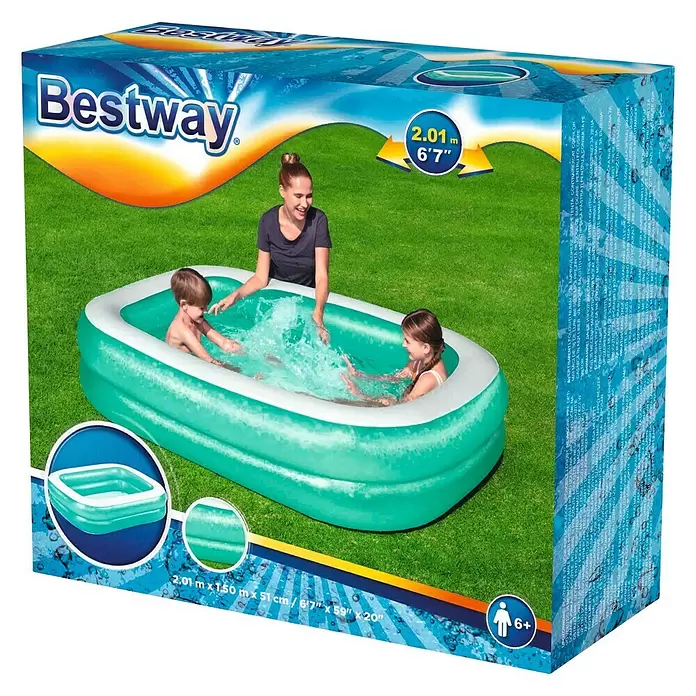Bestway Zwembad - l x b x h: 201 x 150 x 51 cm, 450 l, Turquoise - Diagonaal zicht