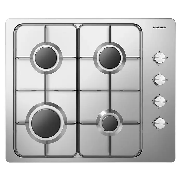 Inventum Kookplaat Gas IKG6011RVS - Aantal pitten: 4 st., Gas - Top-down weergave