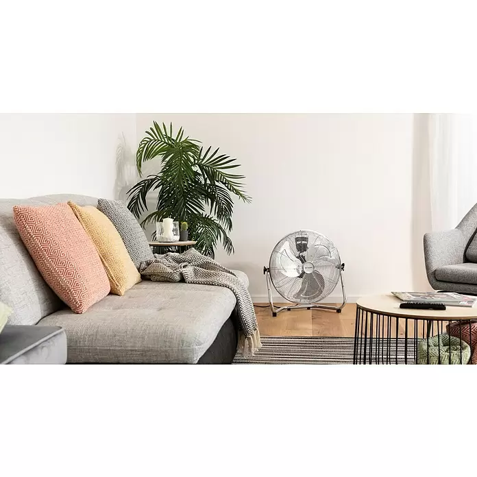 PR Klima Ventilador de suelo Speed - Plateado, 45 cm, 100 W, 4.770,6 m³/h - Foto ambiente