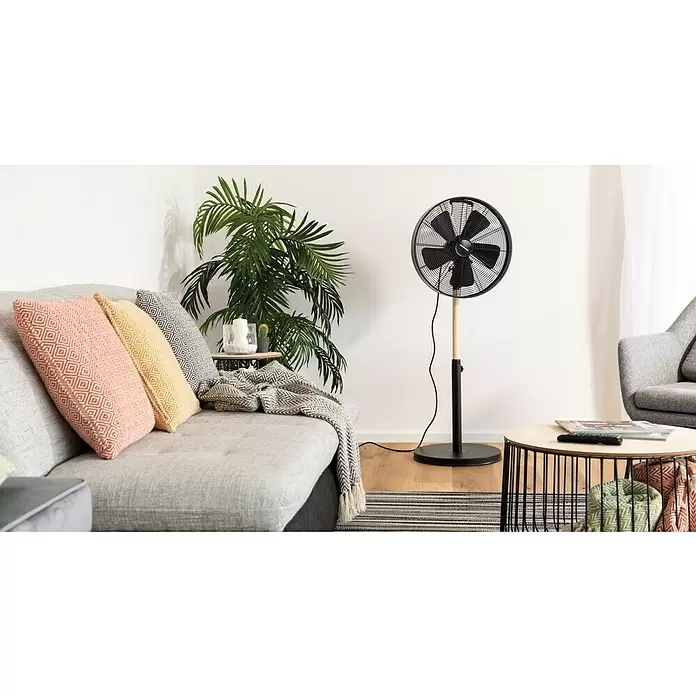 Proklima Standventilator Wood - Durchmesser: 40 cm, Braun/Schwarz, Höhenverstellbar - Stimmungsaufnahme