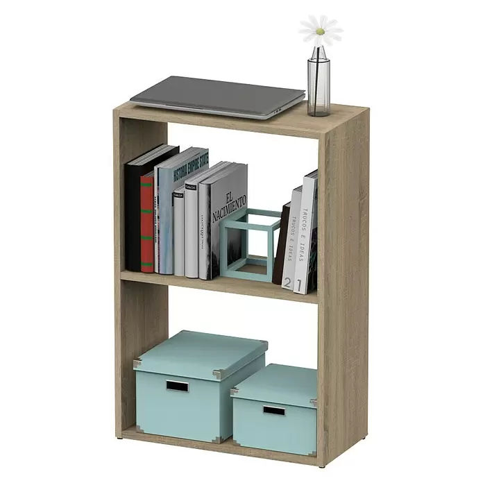 Muebles Pitarch Estantería de madera Tibet - L x An x Al: 24,5 x 50 x 75 cm, Melamina, Roble - Vista angular