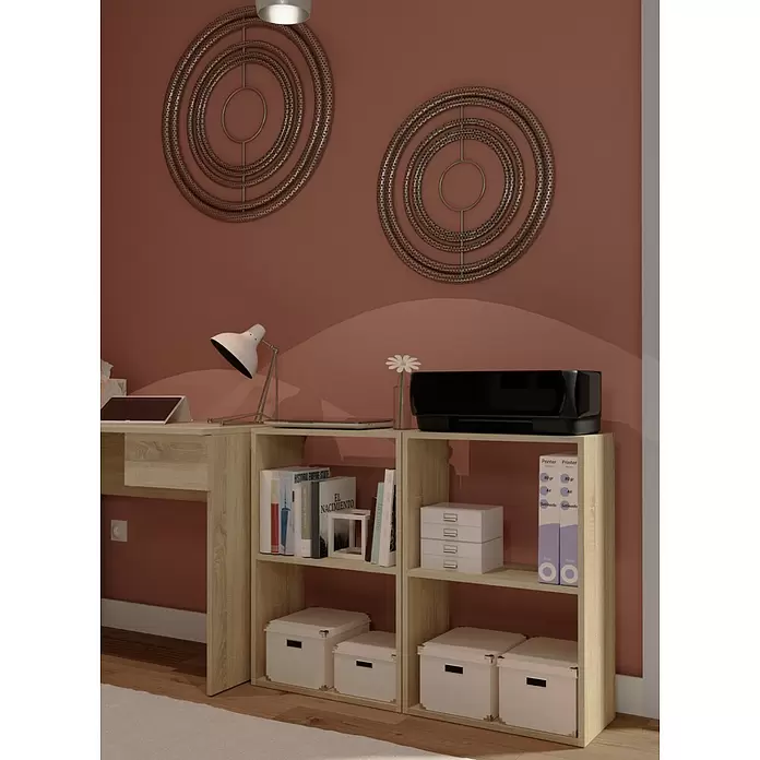 Muebles Pitarch Estantería de madera Tibet - L x An x Al: 24,5 x 50 x 75 cm, Melamina, Roble - Foto ambiente