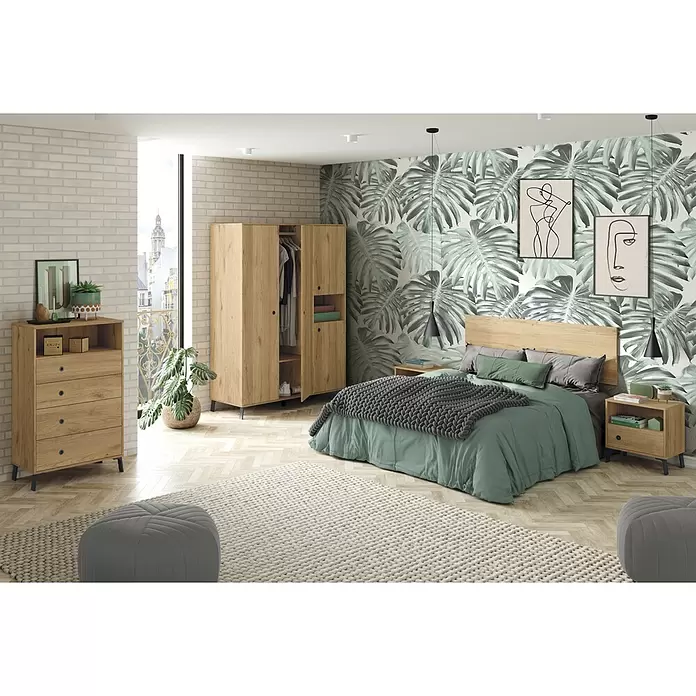 Muebles Pitarch Armario para ropa Camila - L x An x Al: 55 x 150 x 200 cm, Roble - Foto ambiente