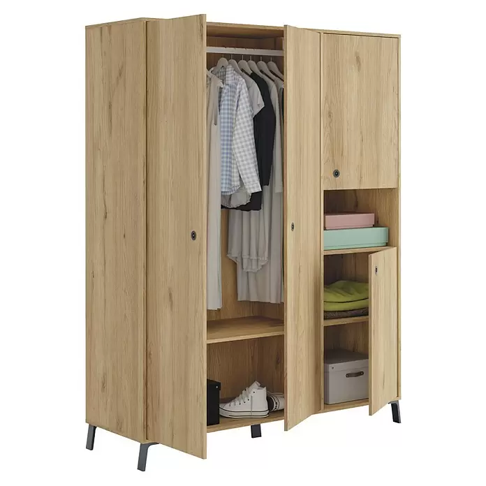 Muebles Pitarch Armario para ropa Camila - L x An x Al: 55 x 150 x 200 cm, Roble - Vista angular