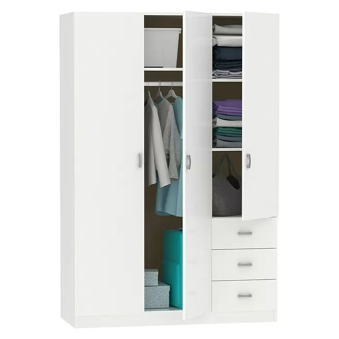 Muebles Pitarch Armario para ropa Turín - L x An x Al: 50 x 120 x 180 cm, Blanco - Vista frontal