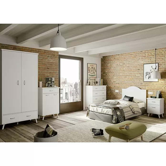 Muebles Pitarch Armario para ropa Valentina - L x An x Al: 51 x 100 x 199 cm, Blanco brillante - Foto ambiente