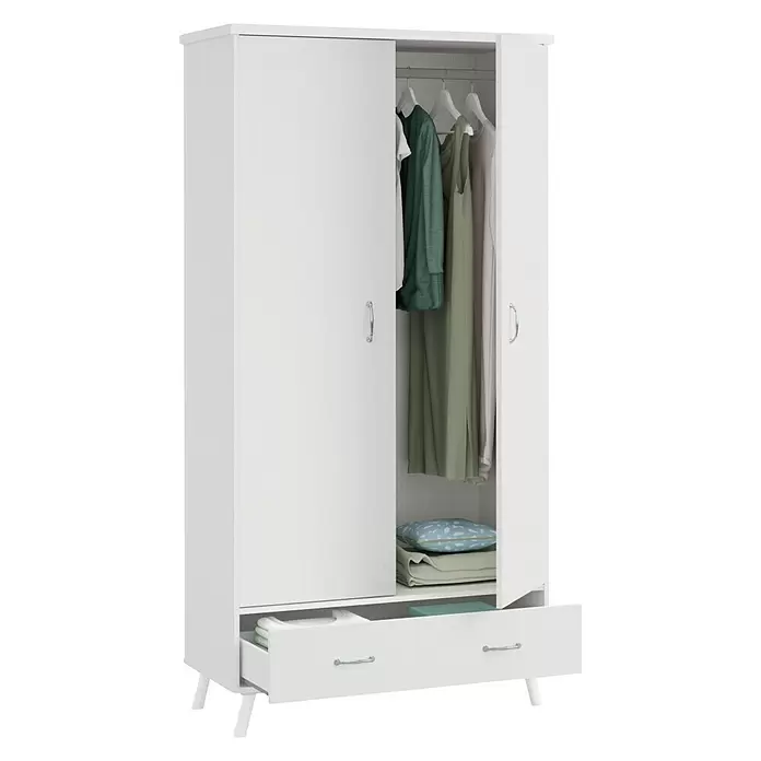 Muebles Pitarch Armario para ropa Valentina - L x An x Al: 51 x 100 x 199 cm, Blanco brillante - Vista angular
