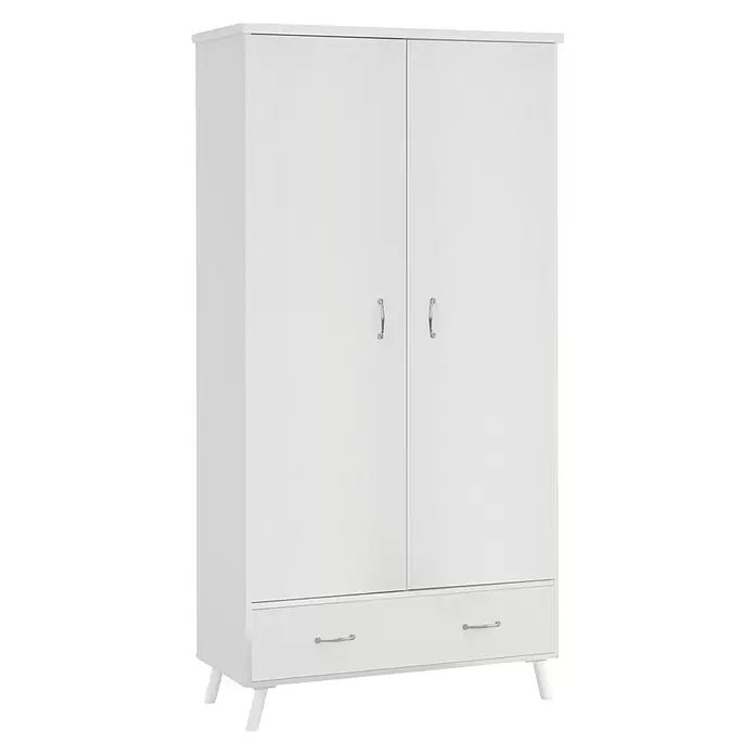 Muebles Pitarch Armario para ropa Valentina - L x An x Al: 51 x 100 x 199 cm, Blanco brillante - Vista angular
