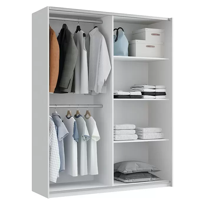 Muebles Pitarch Armario con puertas correderas Onix - L x An x Al: 62 x 150 x 200 cm, Blanco - Vista angular