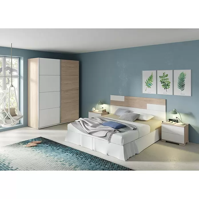 Muebles Pitarch Armario con puertas correderas Onix - L x An x Al: 62 x 150 x 200 cm, Roble aurora/Blanco - Foto ambiente