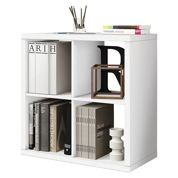 Muebles Pitarch Estantería de madera Kubik - L x An x Al: 39 x 77 x 77 cm, Blanco - Vista angular