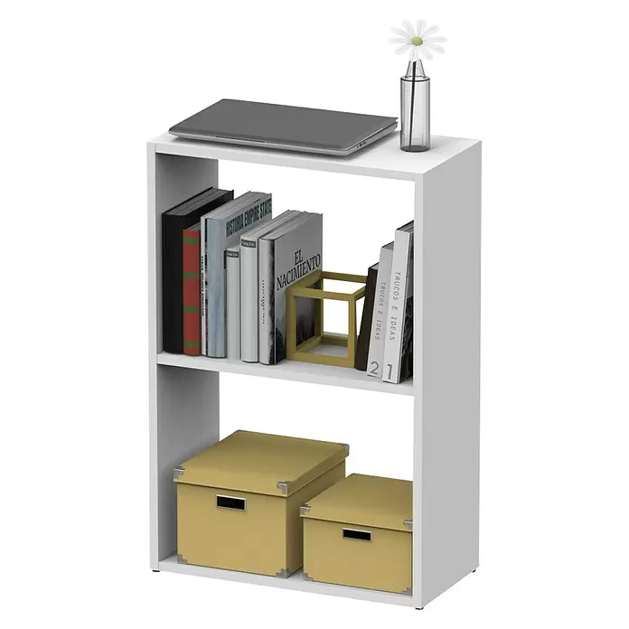 Muebles Pitarch Estantería de madera Tibet - L x An x Al: 24,5 x 50 x 75 cm, Melamina, Blanco - Vista angular