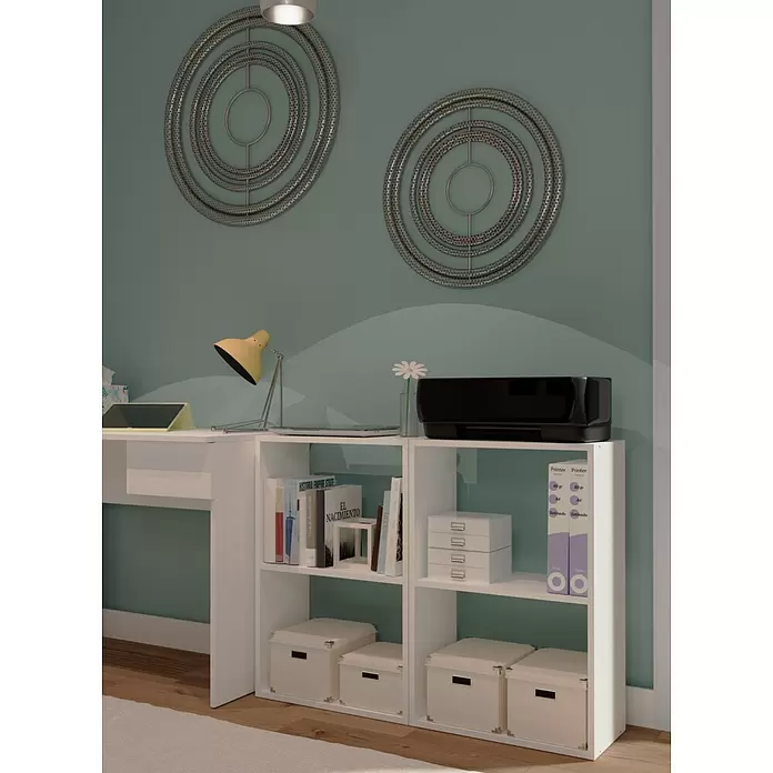 Muebles Pitarch Estantería de madera Tibet - L x An x Al: 24,5 x 50 x 75 cm, Melamina, Blanco - Foto ambiente