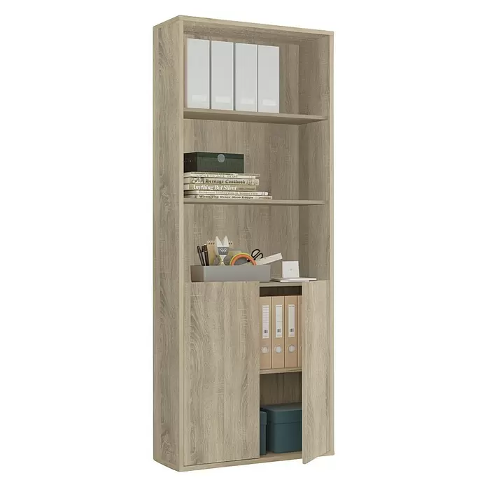 Muebles Pitarch Estantería de madera - L x An x Al: 33 x 75,5 x 196 cm, Roble - Vista angular