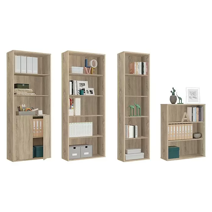 Muebles Pitarch Estantería de madera - L x An x Al: 33 x 75,5 x 196 cm, Roble - Vista angular
