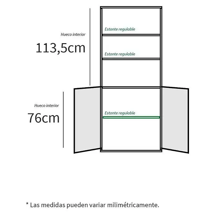 Muebles Pitarch Estantería de madera - L x An x Al: 33 x 75,5 x 196 cm, Roble - Dibujo técnico
