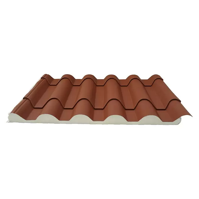 Panel de sándwich  Coppo Piano - 5,95 m x 1 m x 45 mm, Teja - Vista frontal