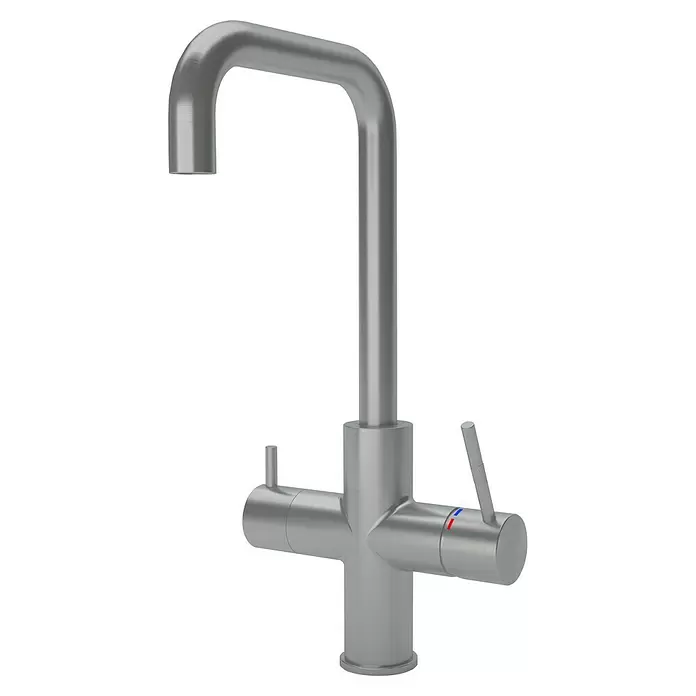 Kokendwaterkraan ACE.BOIL 3 in 1, u-vorm - Roestvrij staal, Mat, U-uitloop - Diagonaal zicht