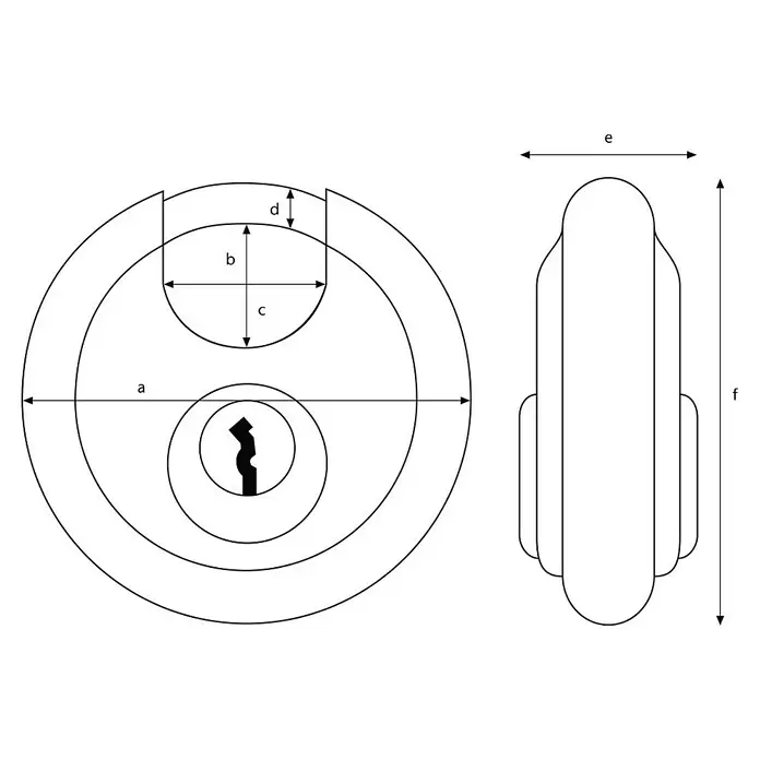 Abus Diskusschloss 26/70B - B x H: 70 x 70 mm, Bügelstärke: 10 mm, Edelstahl - Skizze