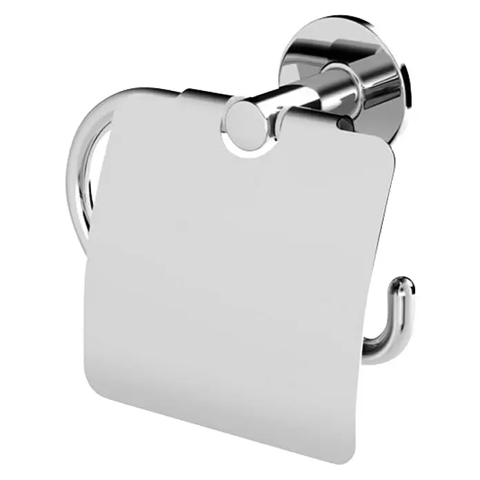 Toilettenpapierhalter Vida - Mit Deckel, Chrom, Glänzend - Diagonale Ansicht