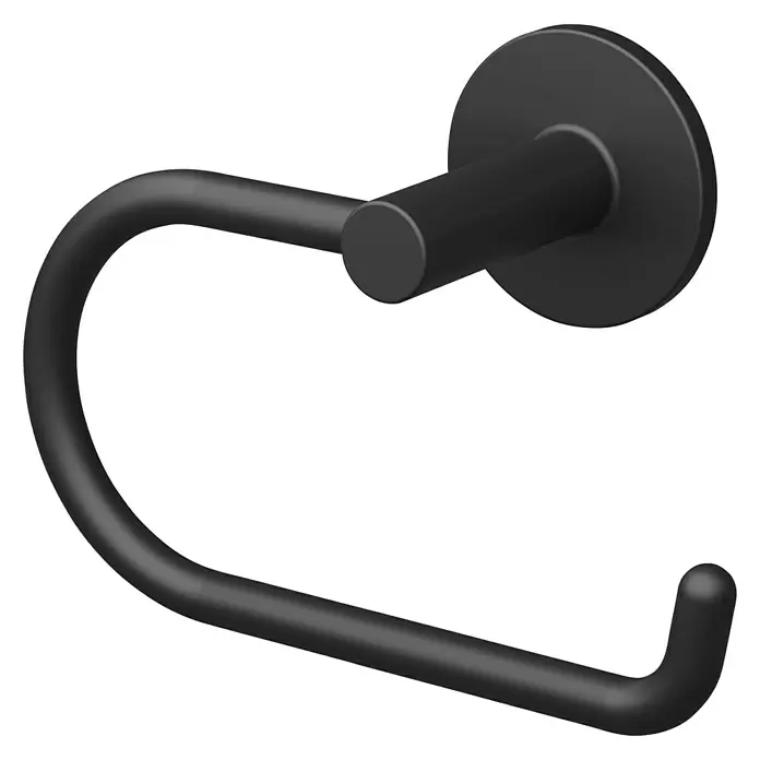 Toilettenpapierhalter Nero - Ohne Deckel, Schwarz, Matt - Diagonale Ansicht