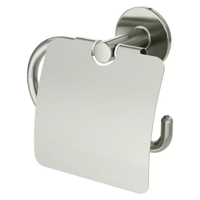 Toilettenpapierhalter Noa - Mit Deckel, Nickel, Matt - Diagonale Ansicht