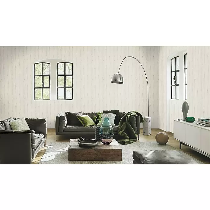 Rasch Vliestapete Holz I - Altweiß, Holzoptik, 10,05 x 0,53 m - Stimmungsaufnahme