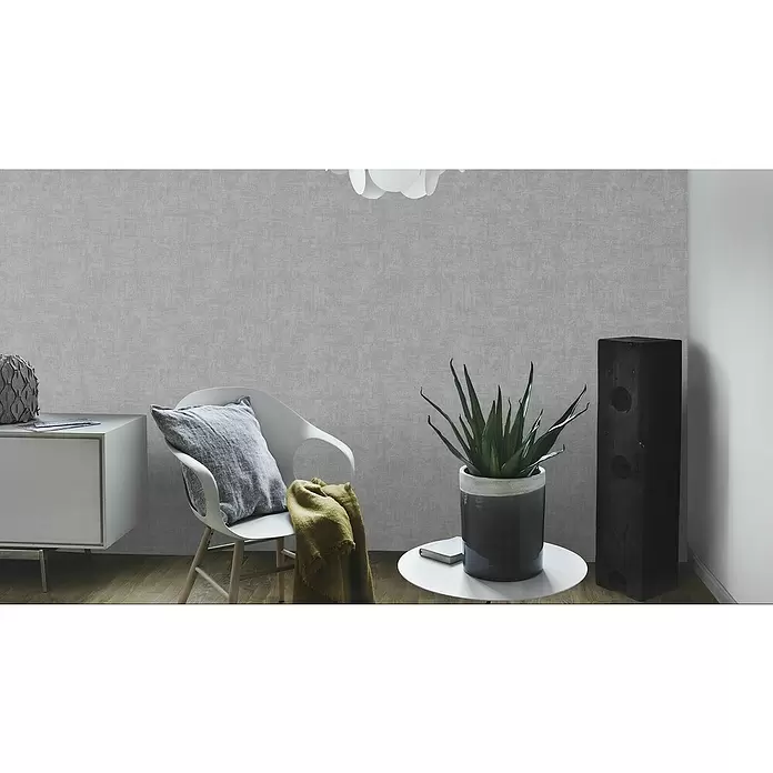 Rasch Vliestapete - Dunkelgrau, Lebendige Struktur, Uni, 10,05 x 0,53 m - Stimmungsaufnahme