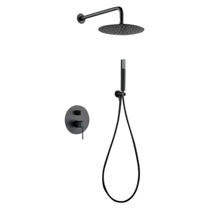 Imex Line Conjunto de ducha empotrado - Con grifo monomando, Black gun metal - Vista angular