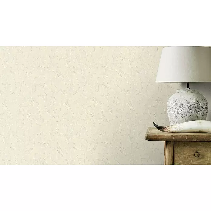 Rasch Vliestapete - Beige, Putzoptik, 10,05 x 0,53 m - Stimmungsaufnahme