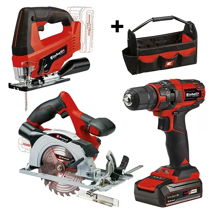 Einhell Power X-Change Maschinen-Set TC-TK 18/1 LI KIT - Akkuspannung: 18 V, 2,5 Ah, Inhalt: 6 -tlg. - Diagonale Ansicht