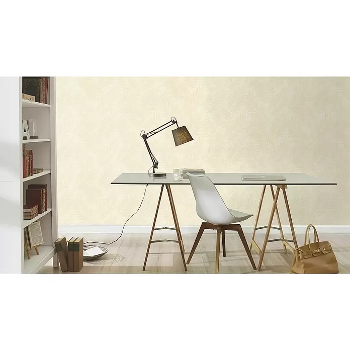 Barbara Home Collection Vliestapete Farn - Creme/Weiß, 10,05 x 0,53 m - Stimmungsaufnahme