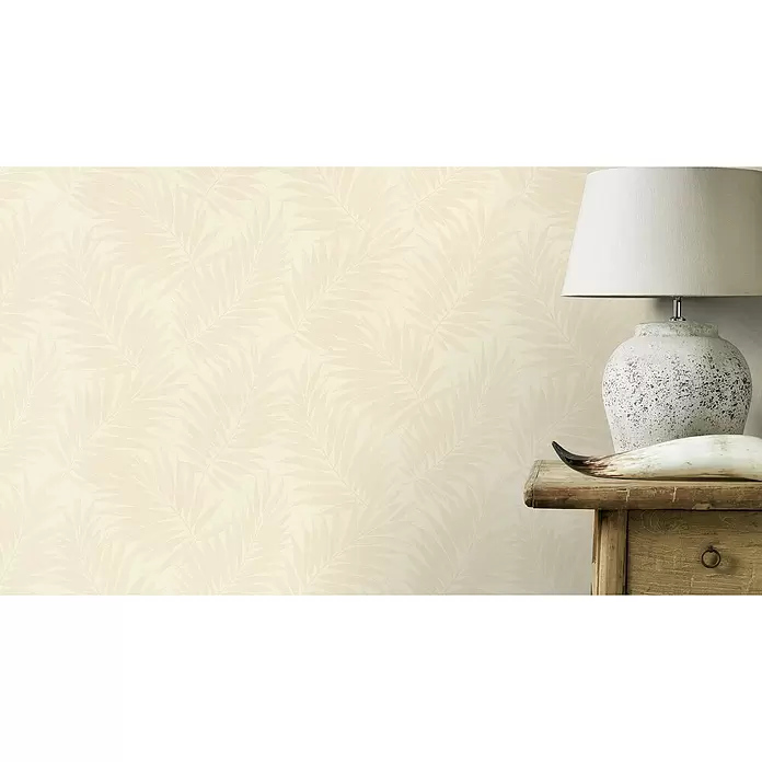 Barbara Home Collection Vliestapete Farn - Creme/Weiß, 10,05 x 0,53 m - Stimmungsaufnahme