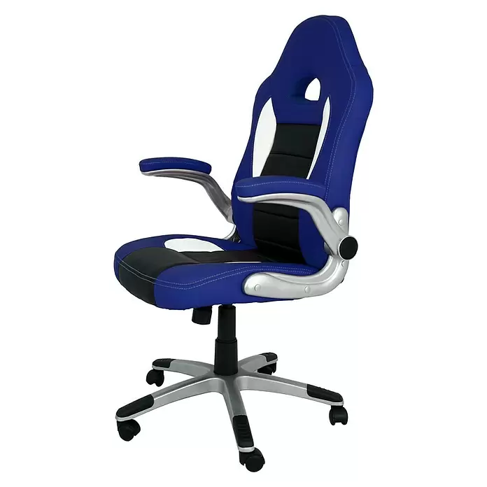 Silla de oficina Victoria - Azul/Negro, Reposacabezas - Vista angular