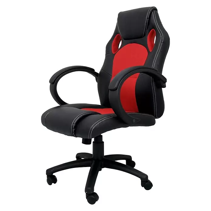 Silla de oficina Olimpia - Negro/Rojo, Reposabrazos - Vista angular