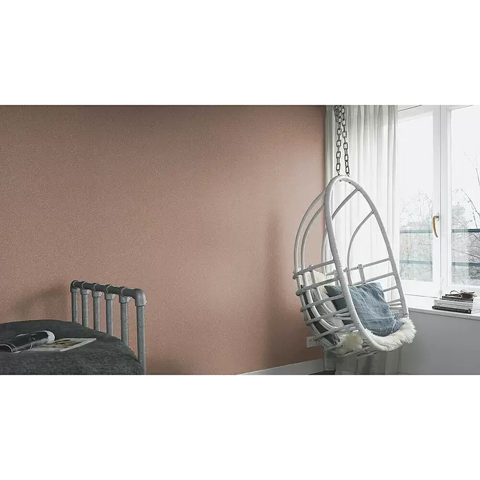 Rasch Berlin Vliestapete Muschel - Kupfer, Uni, 10,05 x 0,53 m - Stimmungsaufnahme
