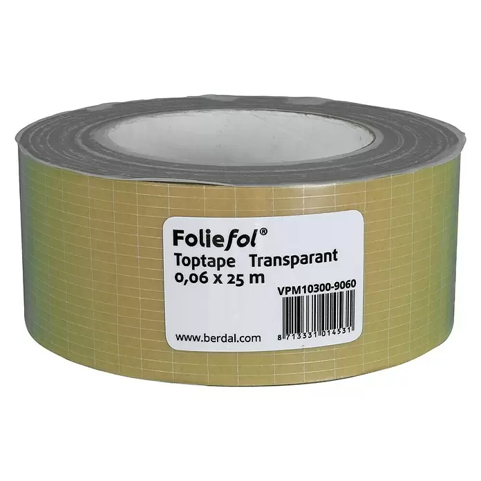 Foliefol PE-masking tape Toptape - 0,06 x 25 m, Transparant - Vooraanzicht