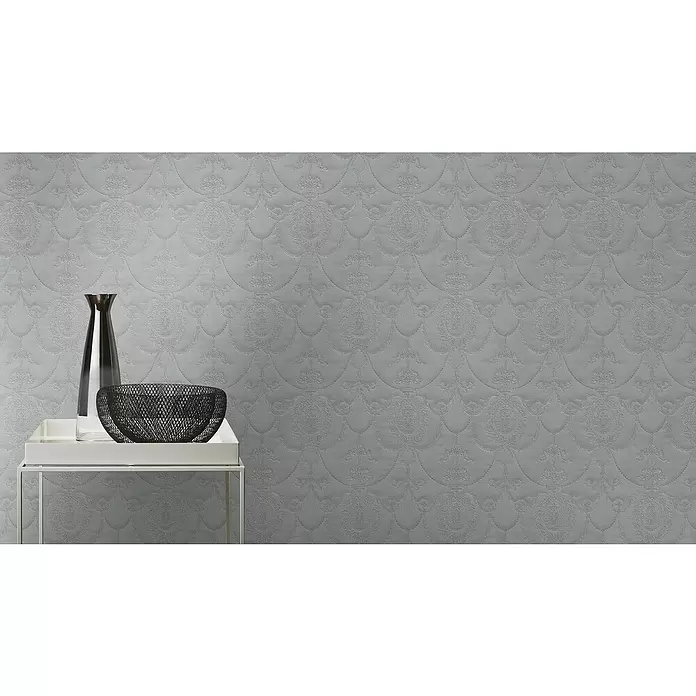 Rasch Trianon Vliestapete II - Dunkelgrau, Ornament, 10,05 x 0,53 m - Stimmungsaufnahme
