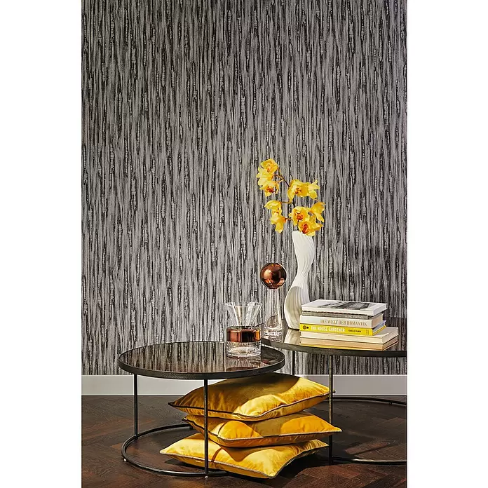 Rasch BARBARA Home Collection II Vliestapete - Grau/Schwarz, Holzoptik, 10,05 x 0,53 m - Stimmungsaufnahme