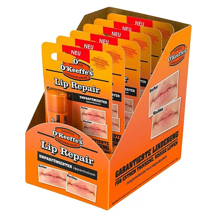 O'Keeffe's Lippenbalsam Lip Repair - Stick, Duftstofffrei - Diagonale Ansicht