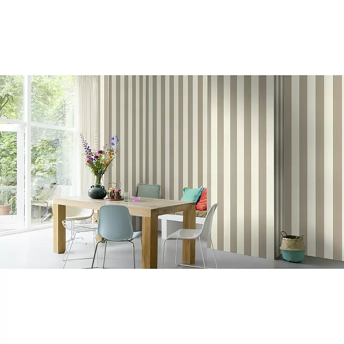 Rasch Poetry II Vliestapete Streifen - Creme/Beige, Streifen, 10,05 x 0,53 m - Stimmungsaufnahme
