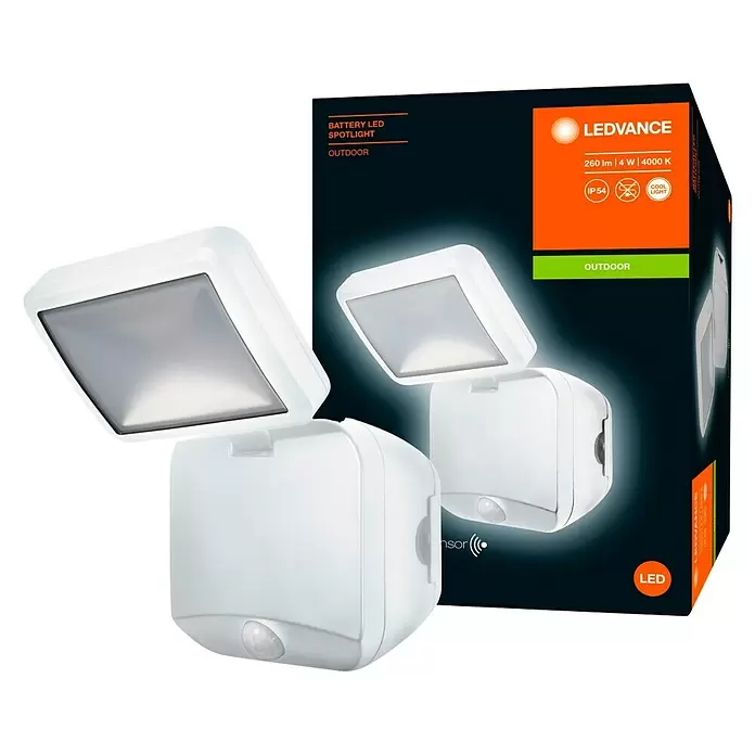 Ledvance Sensor-LED-Außenwandstrahler Single - 4 W, Weiß, Bewegungsmelder, 1-flammig - Diagonale Ansicht